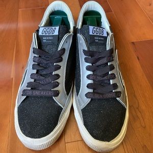 Golden Goose May Black Glitter/Silver Sneakers- 40
